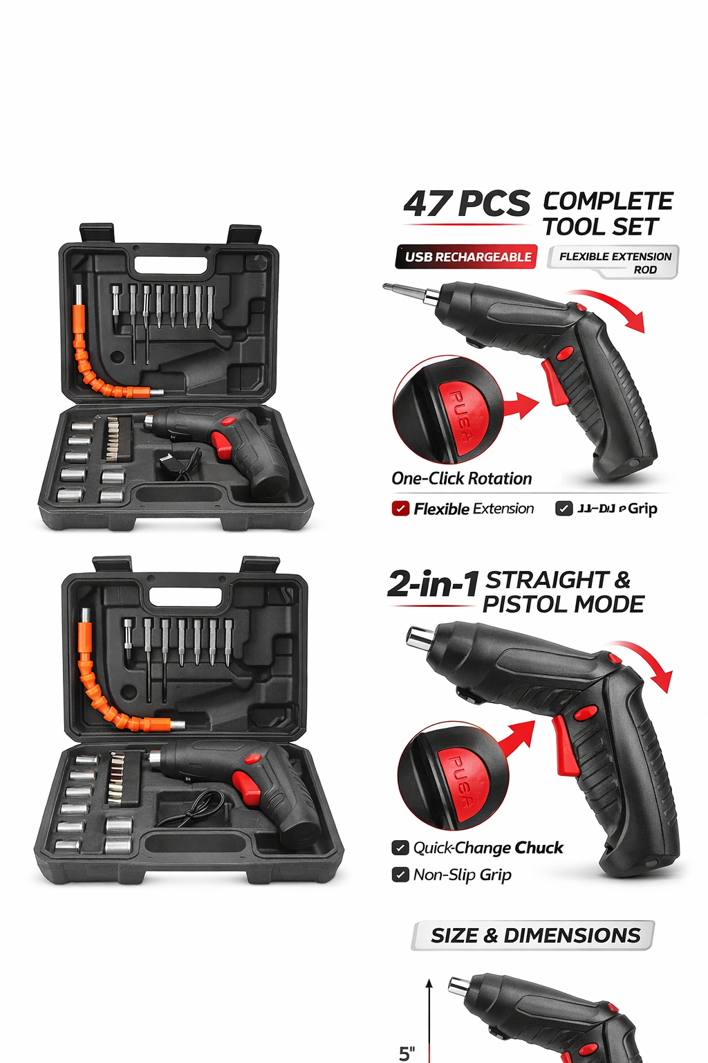 Mini Twiltable Hand drilling And Tigheter Machine usb charging