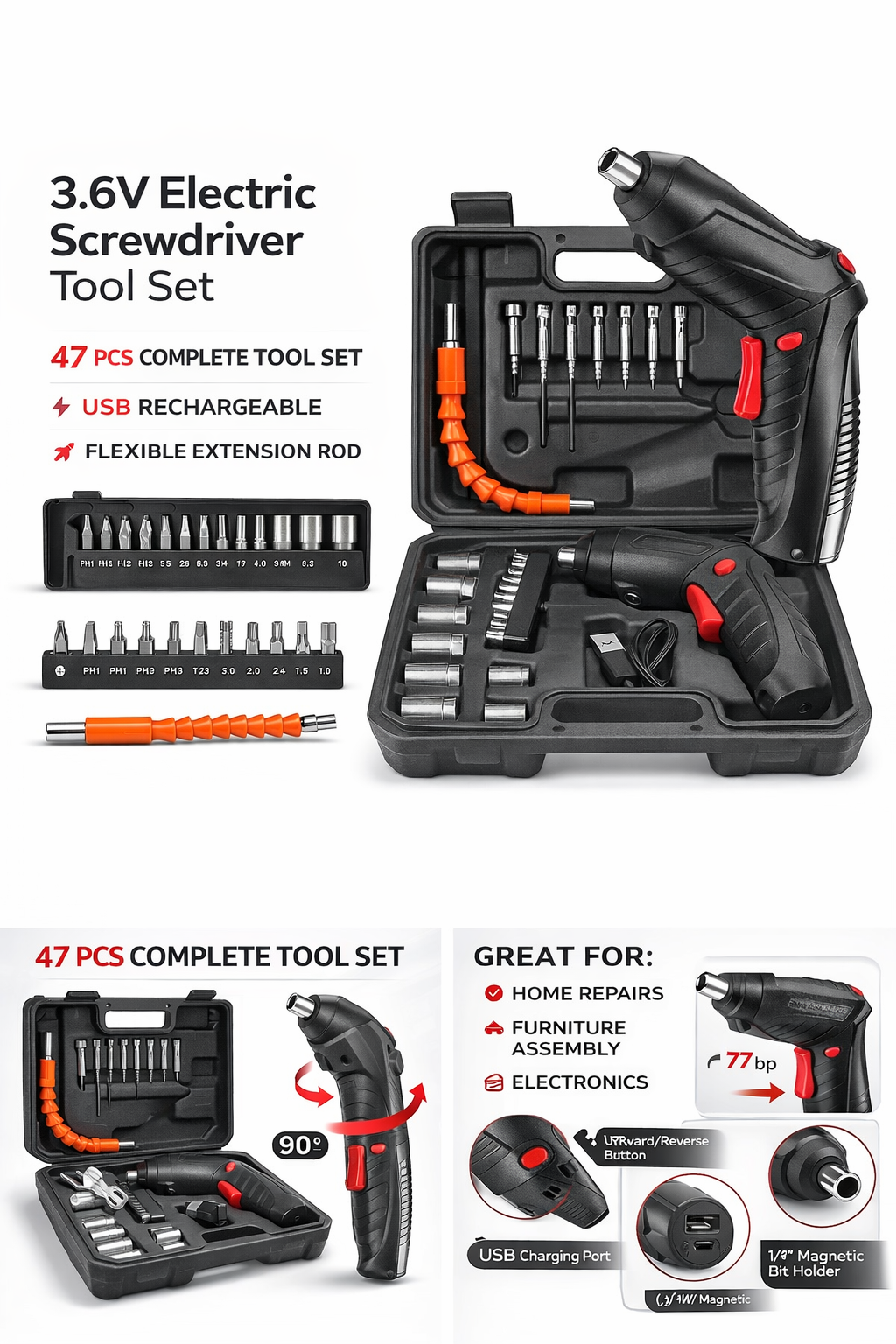 Mini Twiltable Hand drilling And Tigheter Machine usb charging